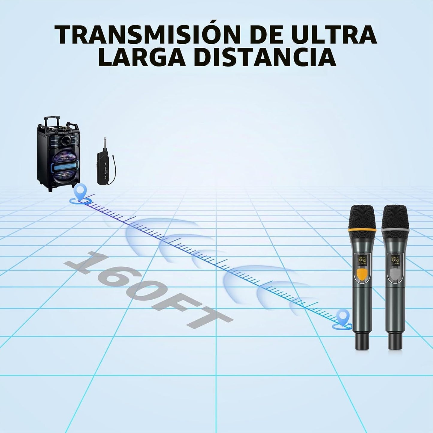 Micrófonos inalámbricos, micrófonos duales UHF profesionales para k...