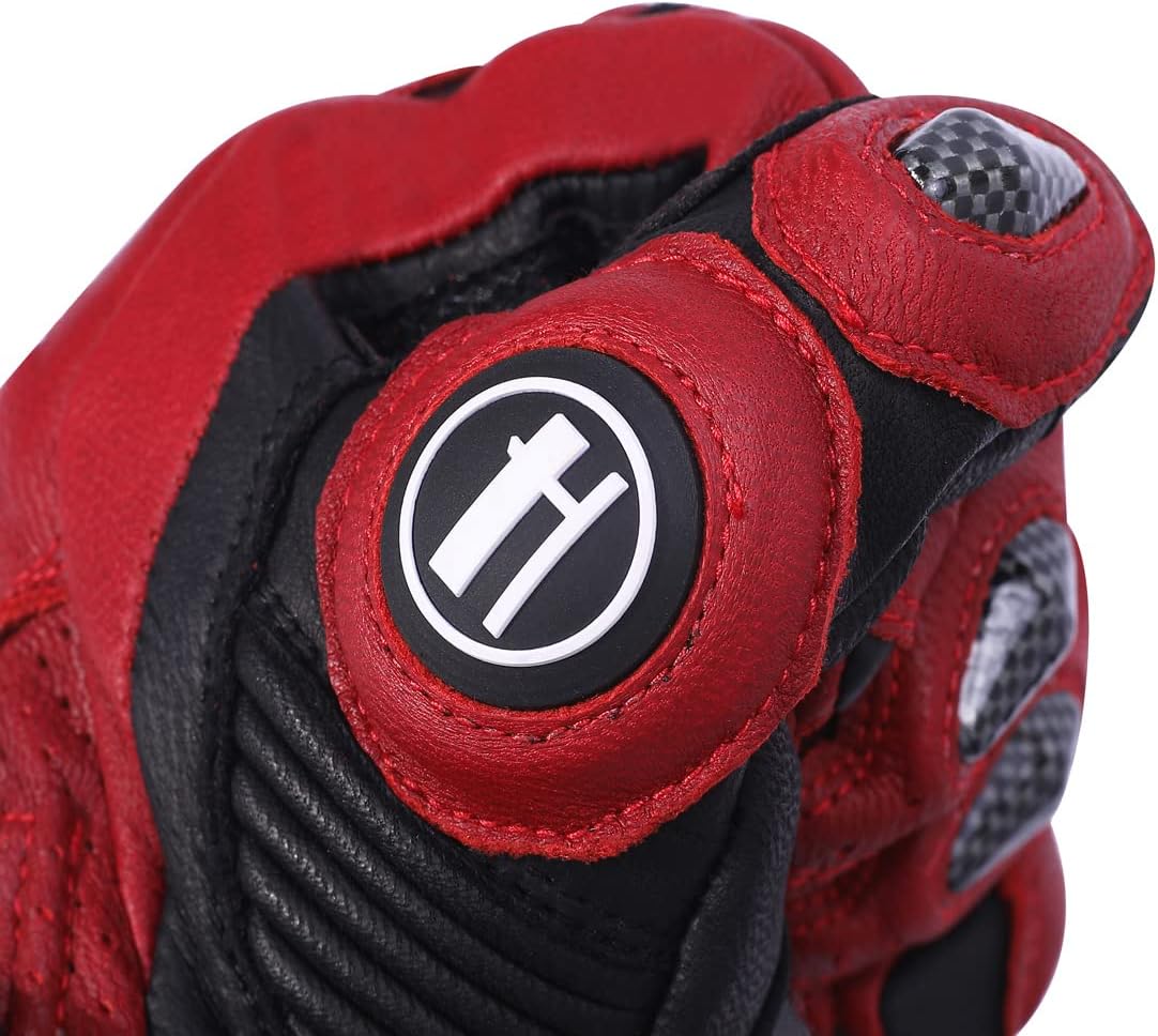 Harssidanzar Guantes de cuero unisex para motocicleta KM045