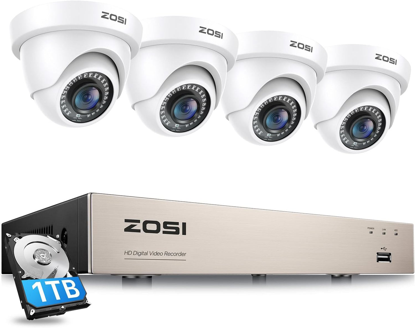 ZOSI Sistema de cámara de seguridad 3K Lite con disco duro de 1 TB,...