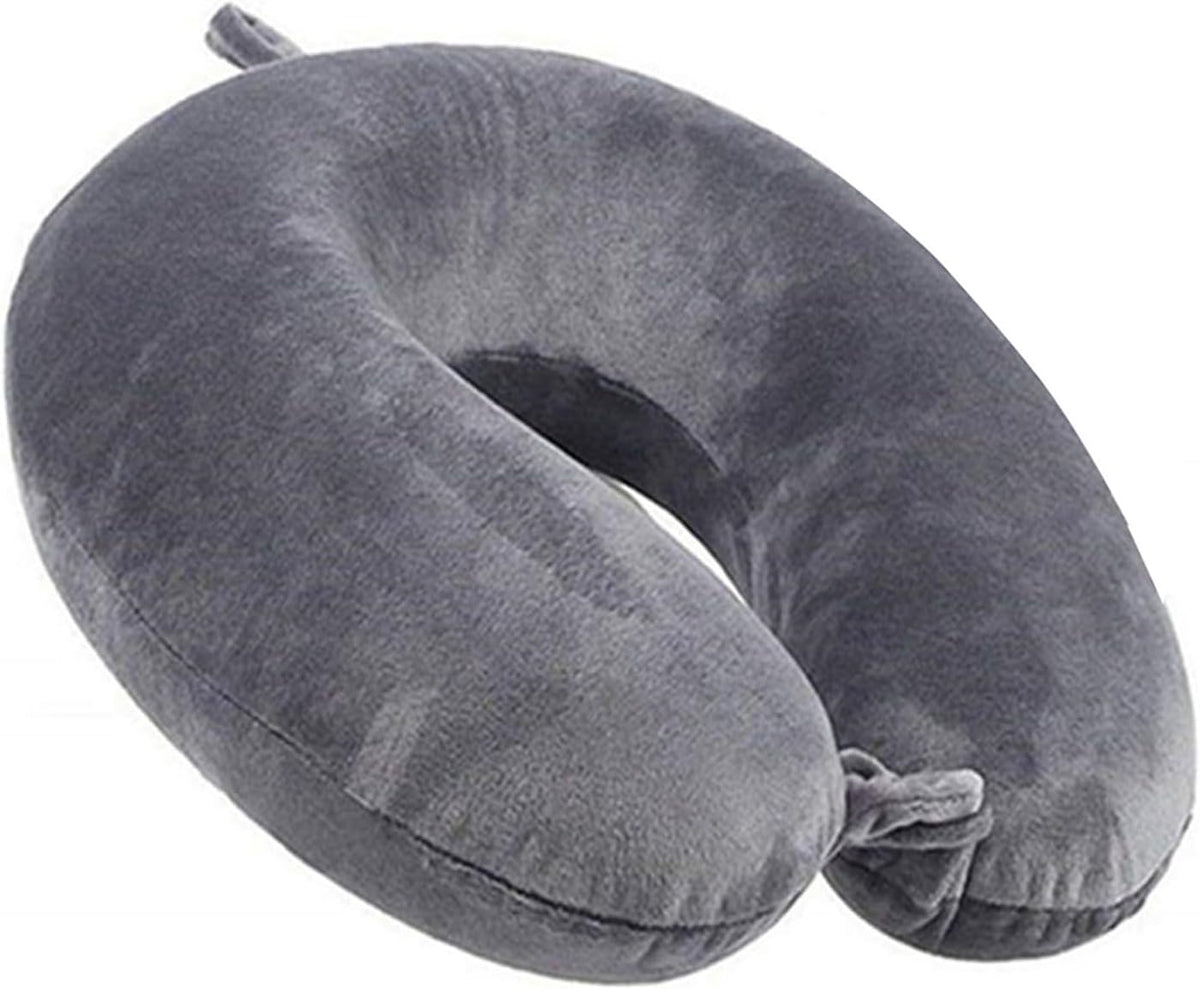 GDEOUP Almohada de viaje 100% espuma viscoelástica para el cuello e...