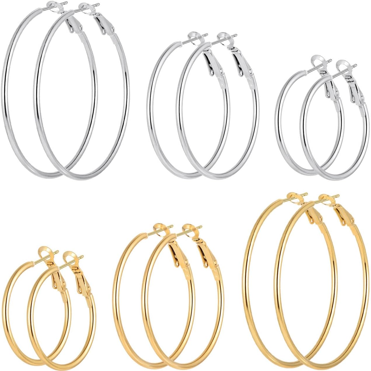 5\/12 Pares Pendientes de Aro Chapados en Oro y Plata para Mujer, J...