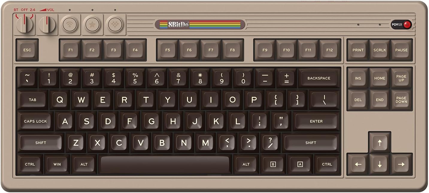 Teclado mecánico retro 8BitDo, teclado para juegos Bluetooth\/2.4G\...