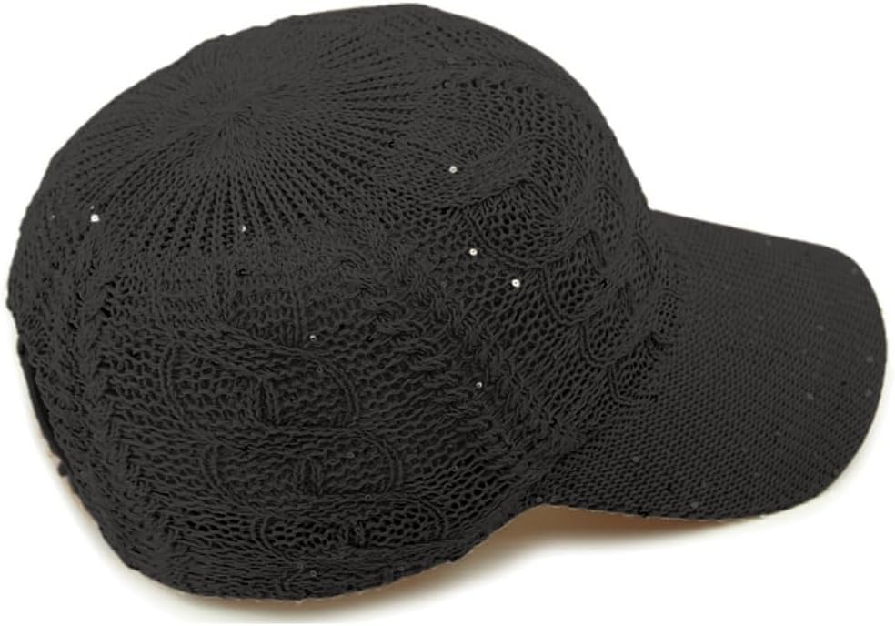 Gorra de béisbol de malla con purpurina para mujer, transpirable, a...