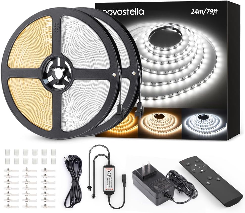 NOVOSTELLA Juego de tira de luces LED blancas sintonizables de 80 p...