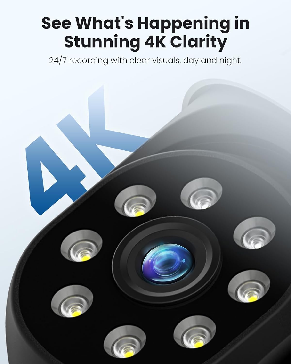 Hiseeu Cámara de seguridad 4K 8MP para exteriores, cámara de seguri...