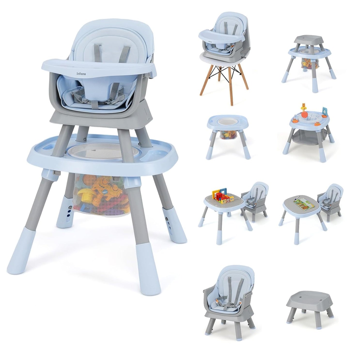 INFANS Silla alta 9 en 1, silla alta convertible para bebés y niños...