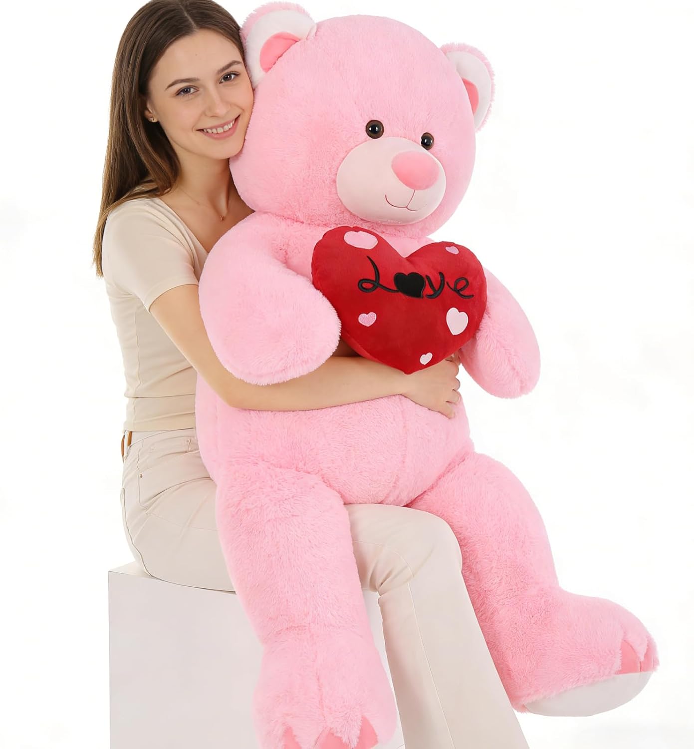 MaoGoLan Oso de peluche rosa grande de 51 pulgadas, regalos de San...
