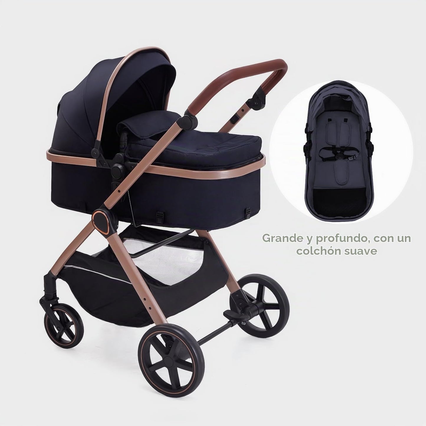LORTSYBAB Cochecito de bebé 2 en 1, moisés convertible para recién...