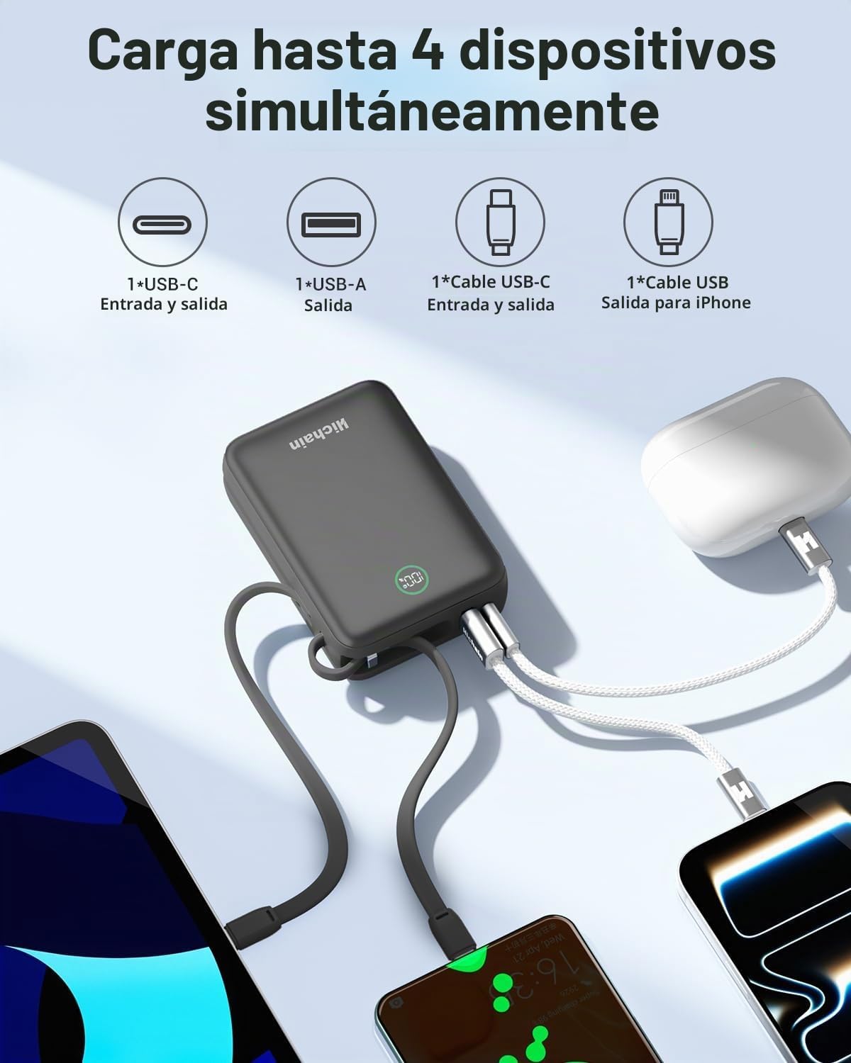 Hichain 20,000mAh 35W Power Bank Cargador portátil de carga rápida...
