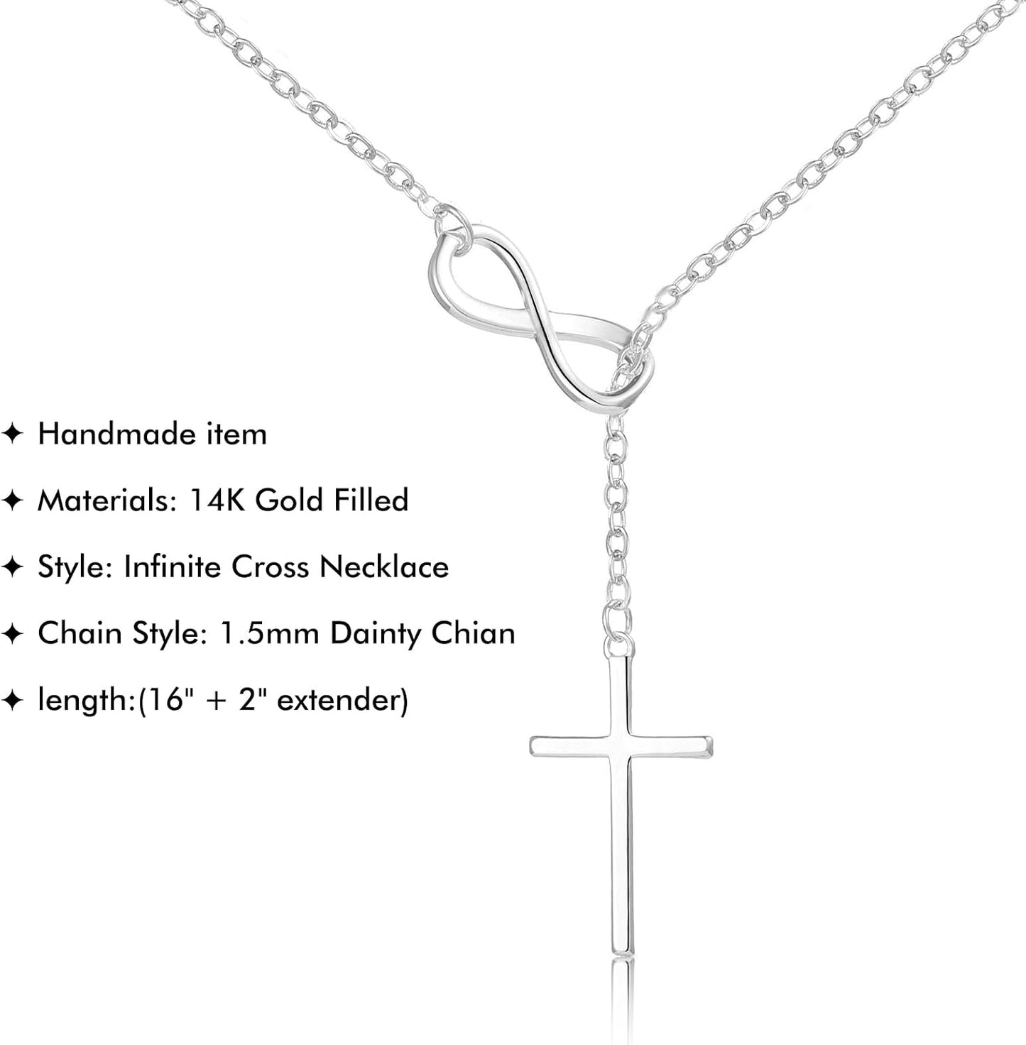 Poxtex Collar de cruz infinita para mujer, delicado collar con colg...