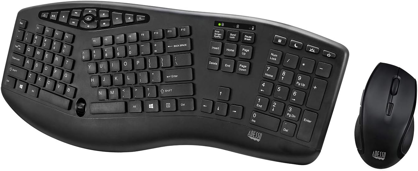 Adesso WKB-1600CB TruForm - Combo de teclado ergonómico inalámbrico...