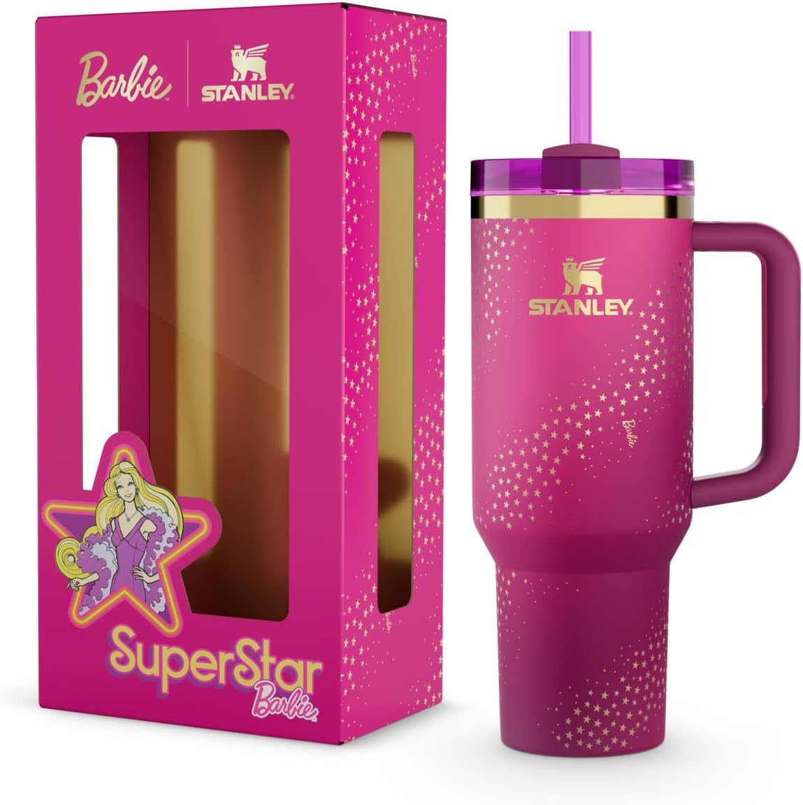 STANLEY x Barbie™ '70s Superstar Quencher 40 Oz | Mango y popot...