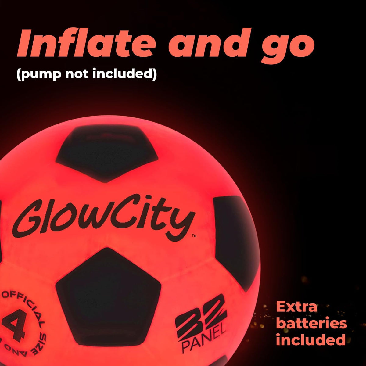 GlowCity Balón de fútbol que brilla en la oscuridad - Tamaños 3, 4,...