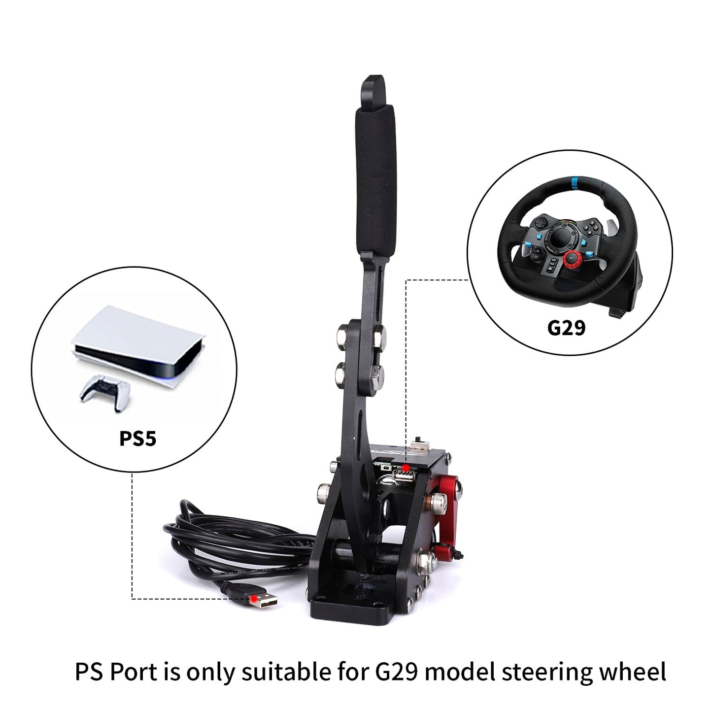 Freno de mano USB ZHSYMX para PS4\/PS5 y PC para juegos de carreras...