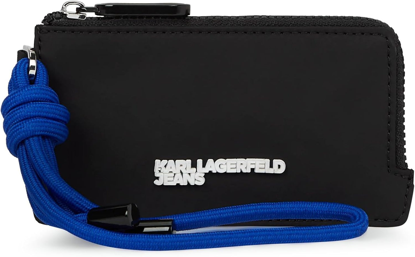 KARL LAGERFELD JEANS Tarjetero de nailon con cordón para mujer, Neg...