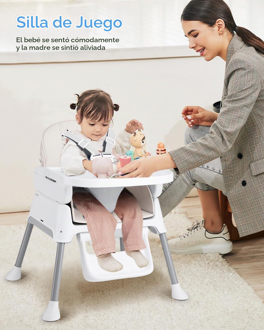 Silla alta para bebé 3 en 1, Sillas ajustables convertibles Bellaba...