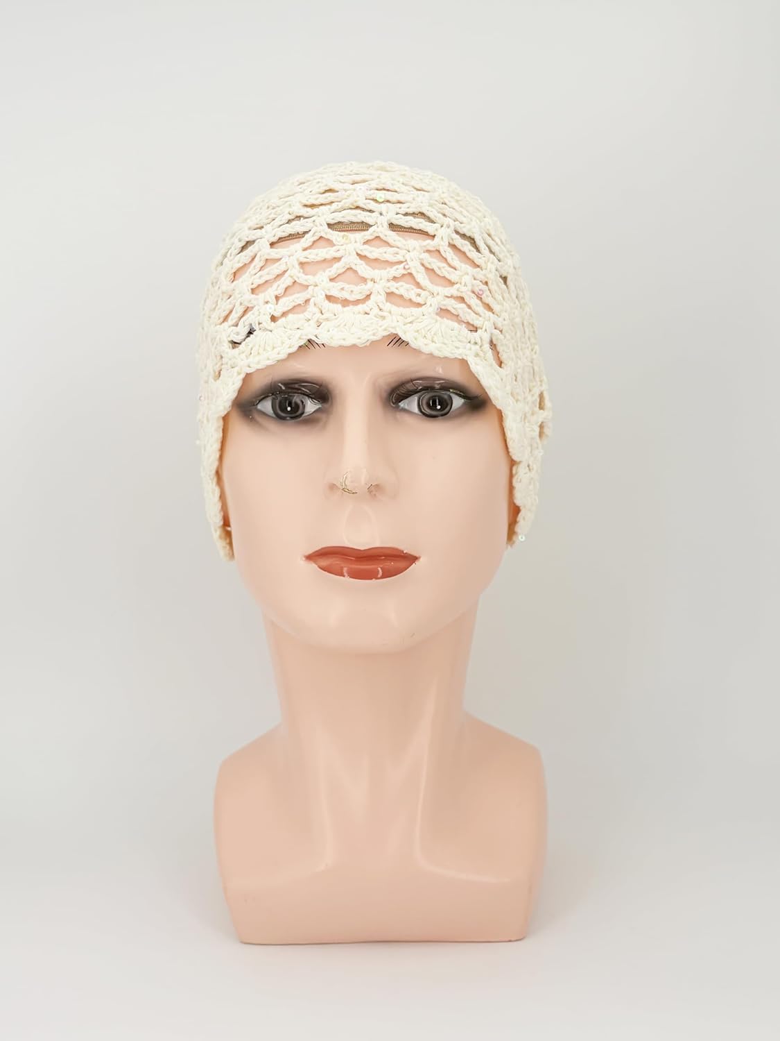 Julpsk Gorro de ganchillo hecho a mano con lentejuelas brillantes d...