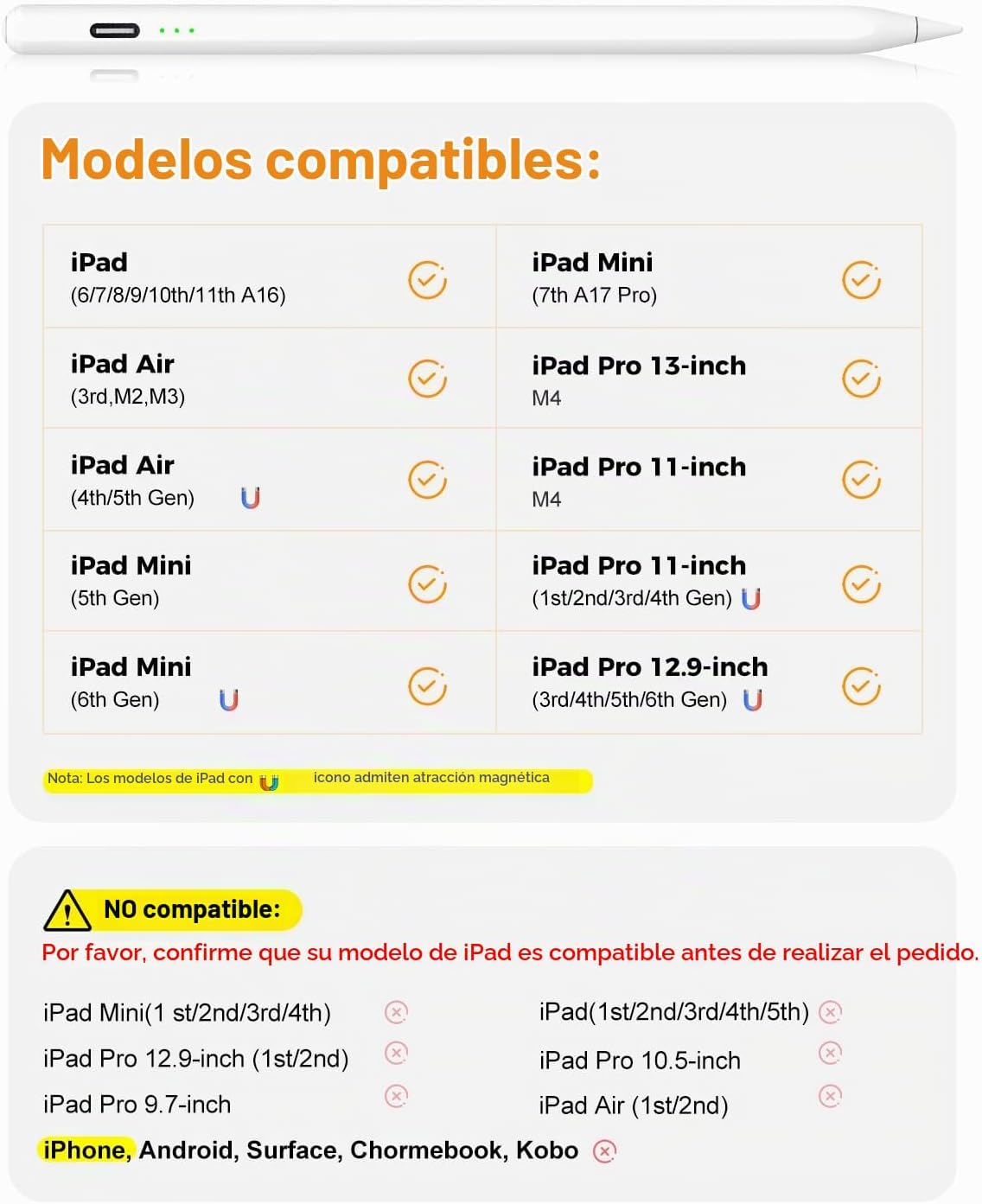 Lápiz óptico azul para iPad Pro Air Mini 2018-2026, carga rápida de...