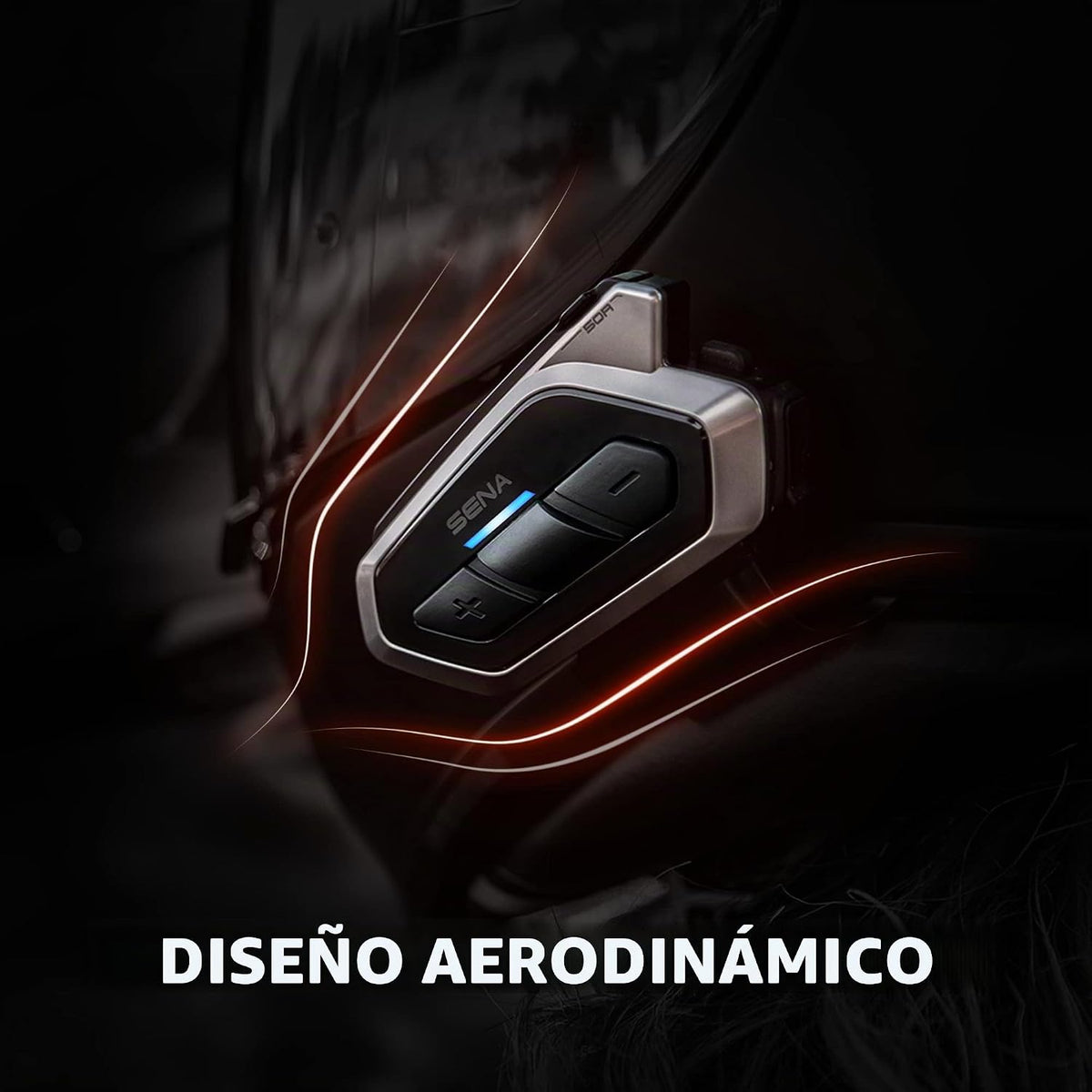 Sena 50R Audífonos de motocicleta Bluetooth de 3 botones con sistem...