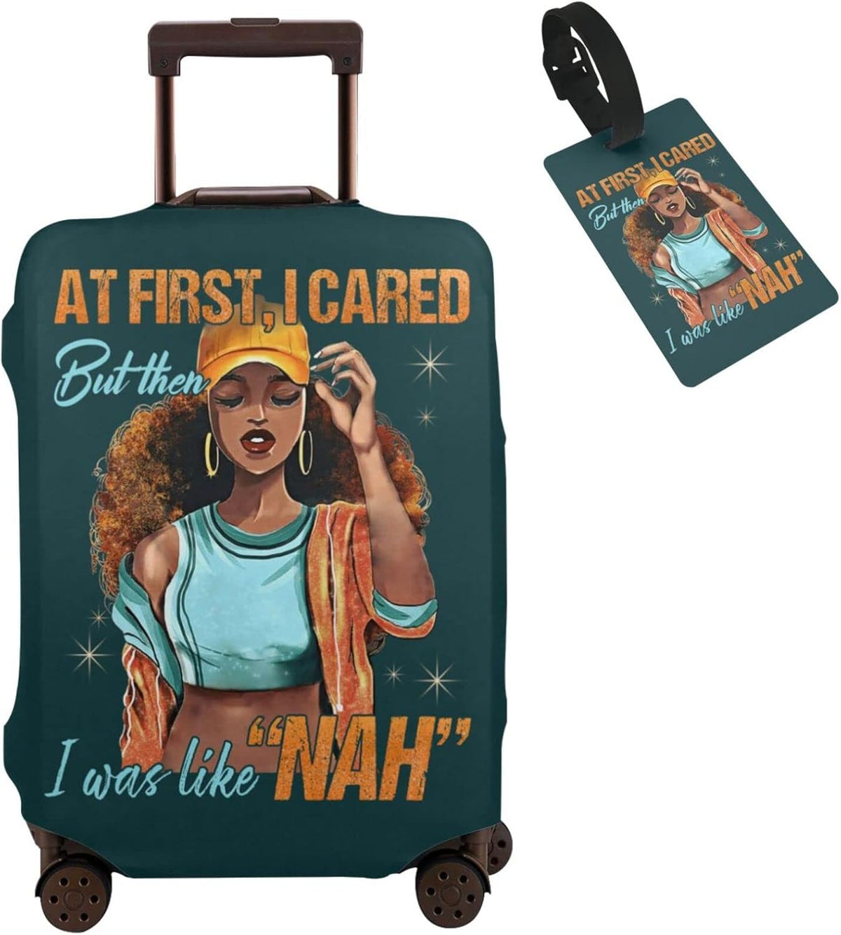 Hepmant Protector de maleta de viaje para mujer afroamericana, elás...