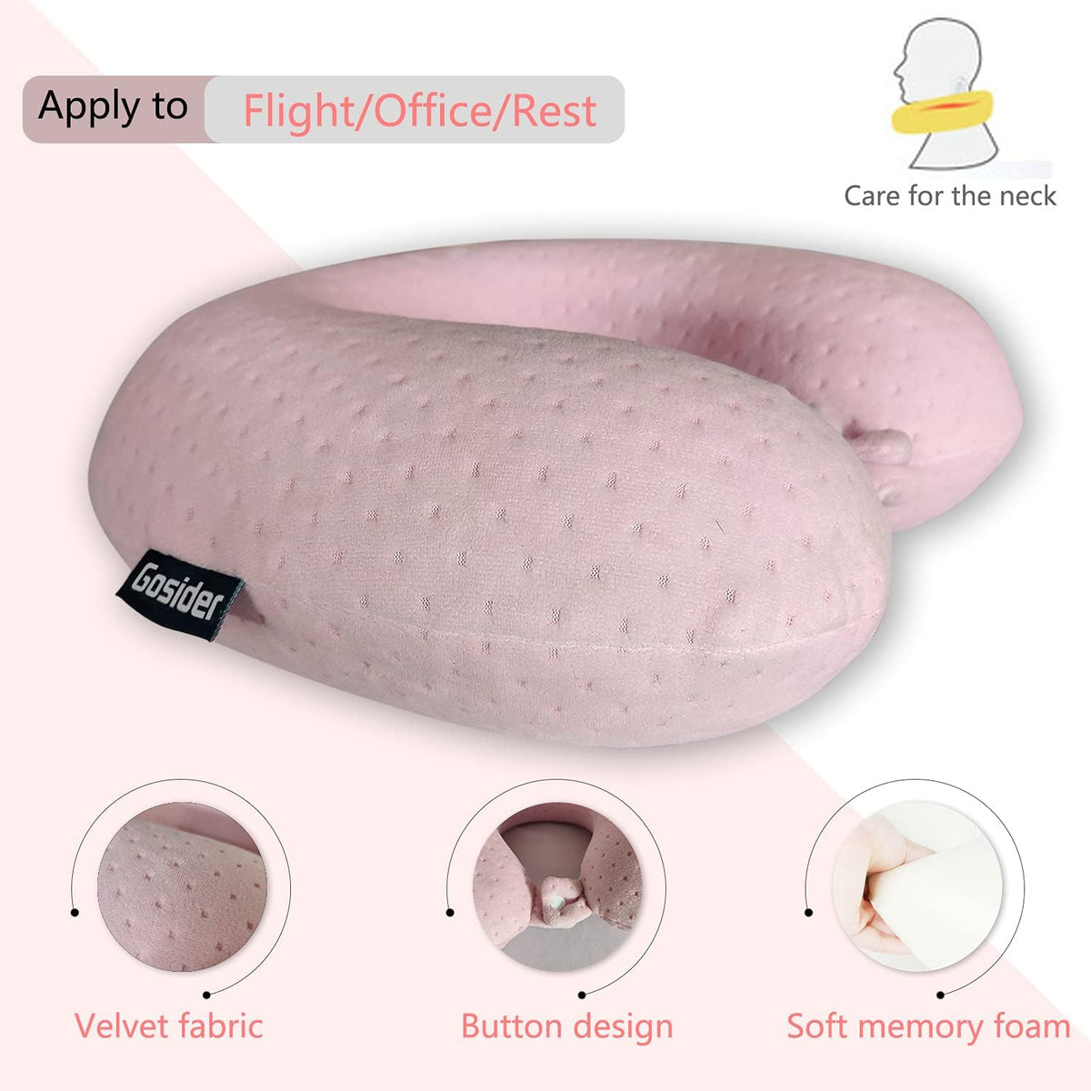 Almohadas Cervicales Gosider para Dormir y Viajar Rosa Almohada de...