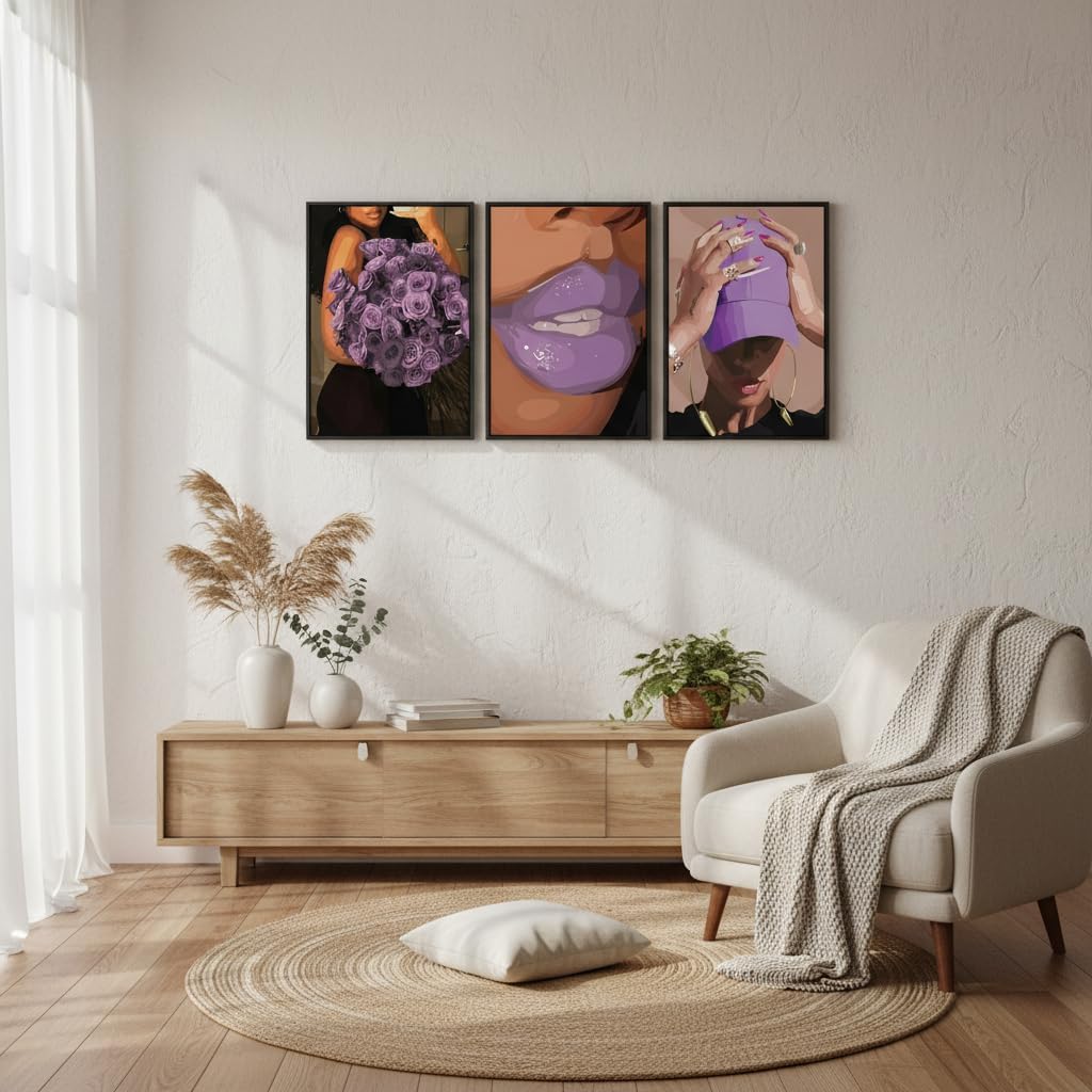 TEOVGKN 3 piezas de arte de pared de niña negra, decoración estétic...