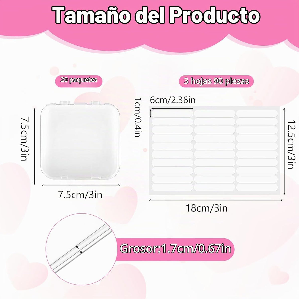 PEOVLVN Caja de almacenamiento de uñas a presión, 20 unidades, emba...