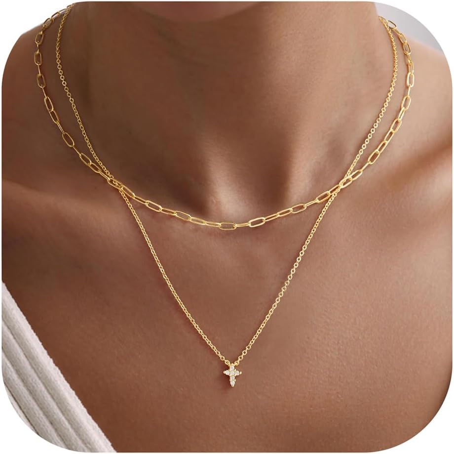 Turandoss Collar de Cruz de Oro para Mujeres - Delicado Collar de C...