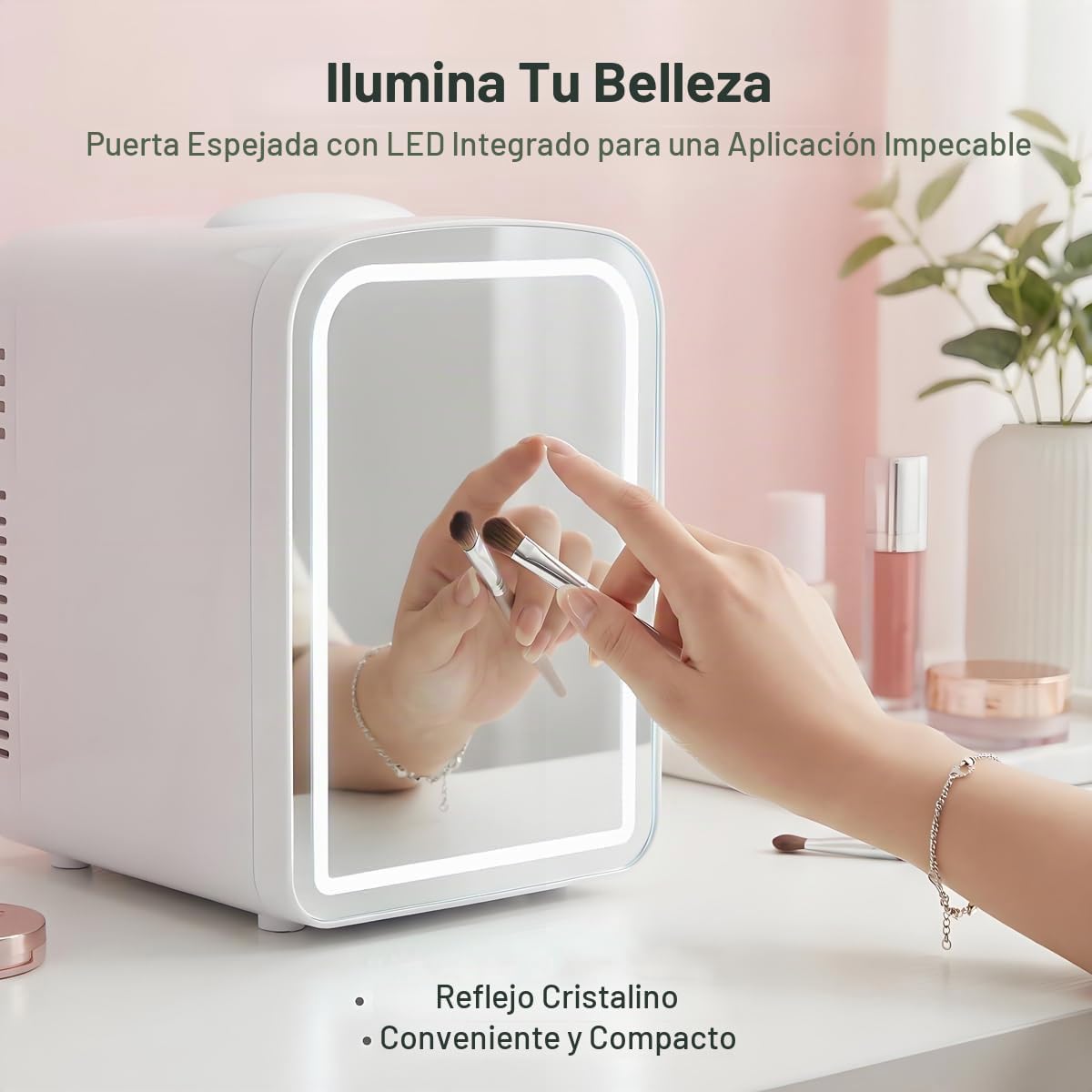 Lispin Mini refrigerador para el cuidado de la piel de 4L con espej...