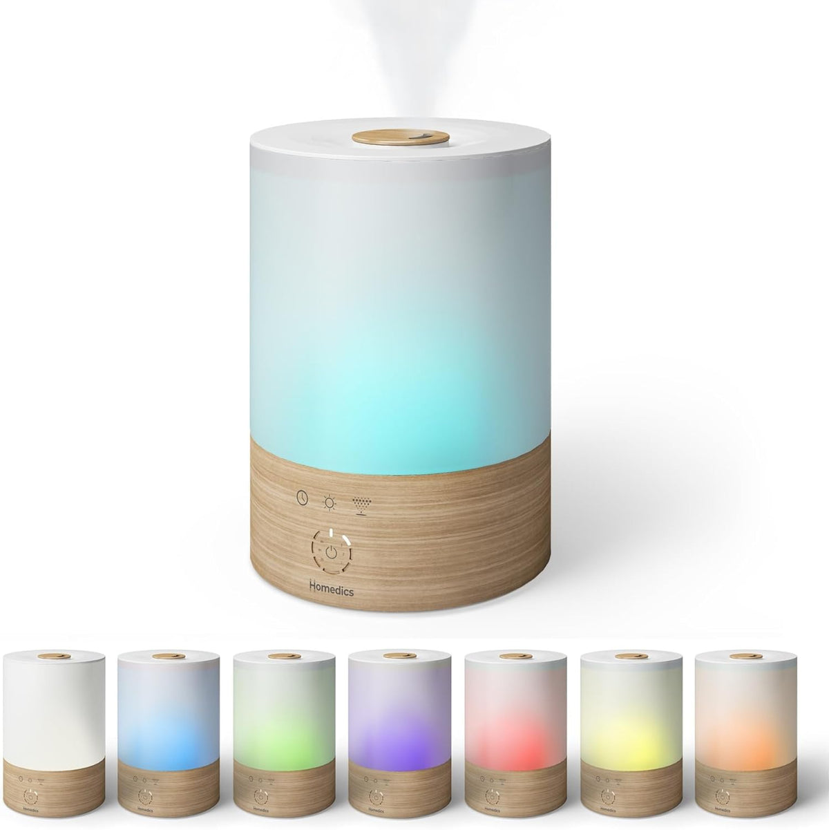 Homedics Humidificador ultrasónico de niebla fría, luz nocturna de...