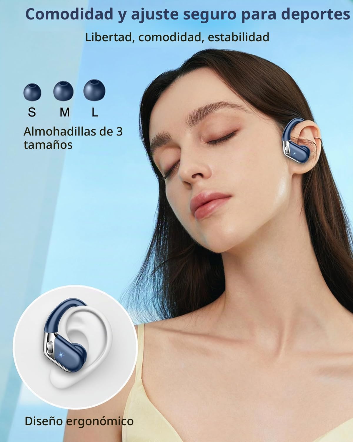 Auriculares inalámbricos, Bluetooth 5.4 deportivos, sonido de grave...