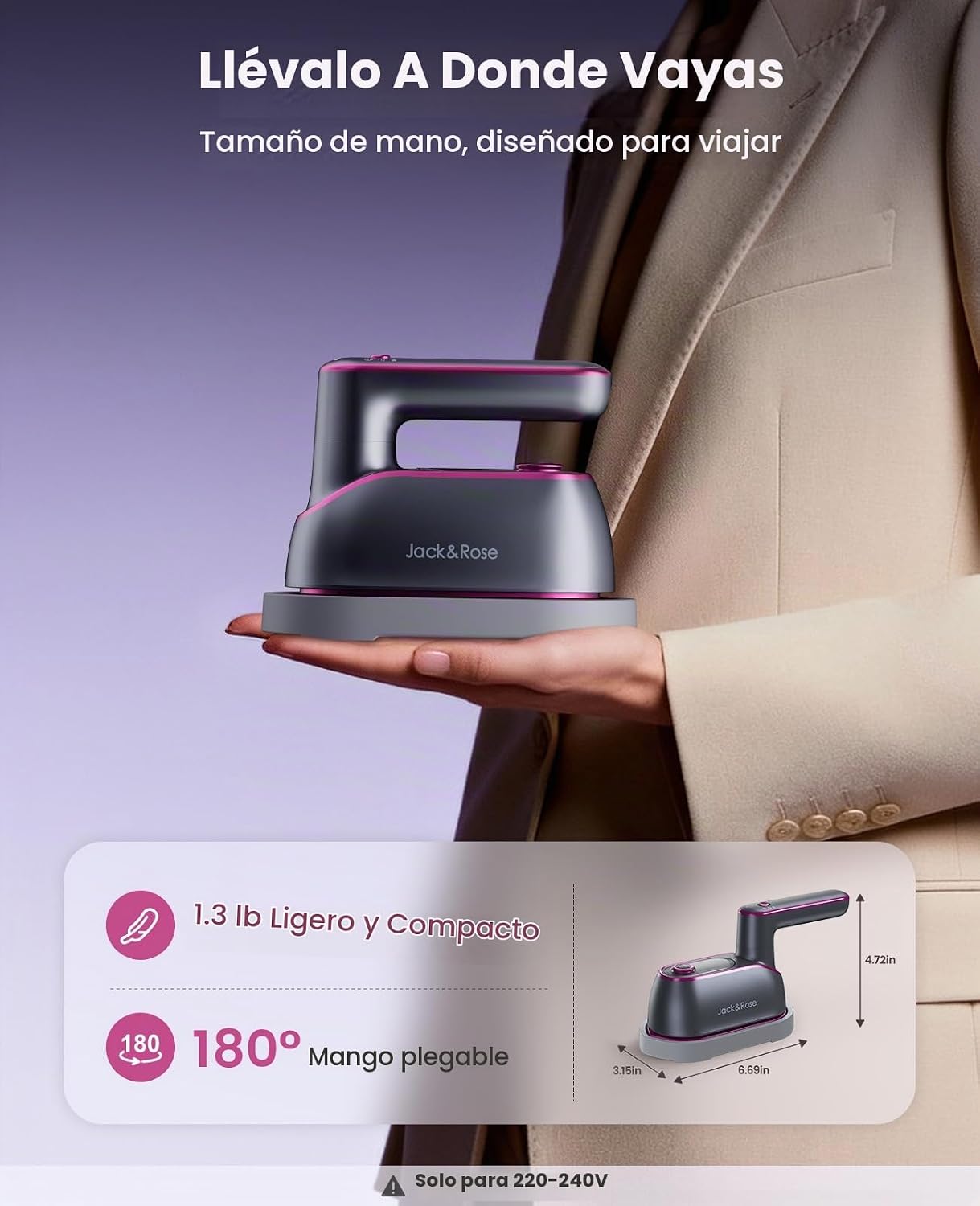 Jack &amp; Rose Plancha de Vapor para Viajes para Ropa, Plancha de...