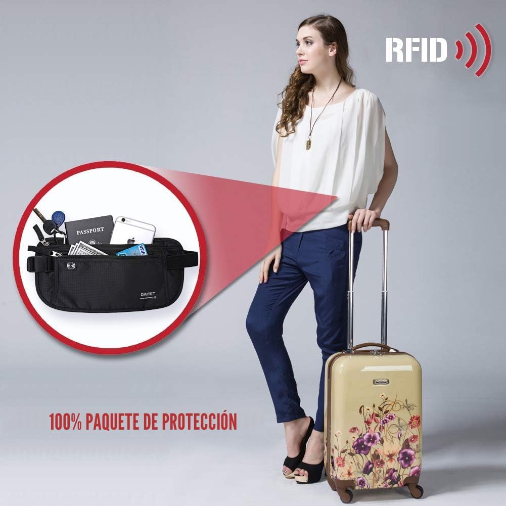 DAITET Cinturón de dinero, soporte para pasaporte, cartera de viaje...