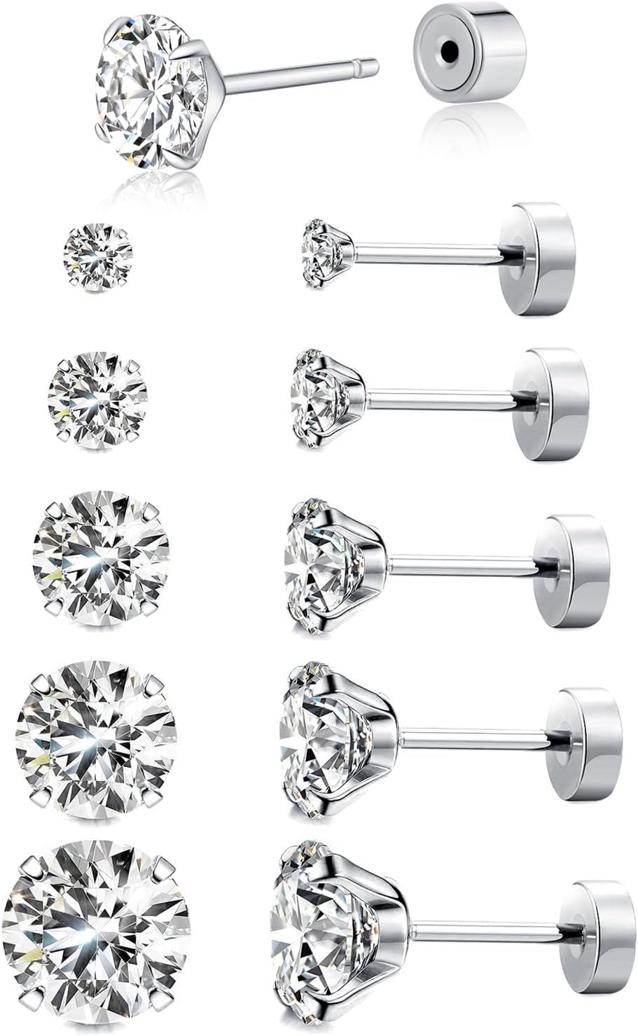 Aretes de tuerca de Kainier para mujer, chapados en oro de 14 quila...