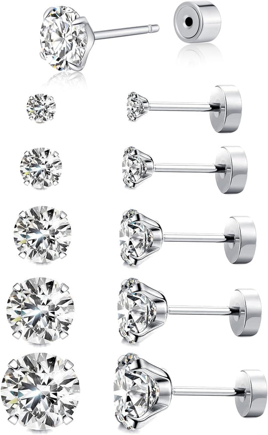Aretes de tuerca de Kainier para mujer, chapados en oro de 14 quila...