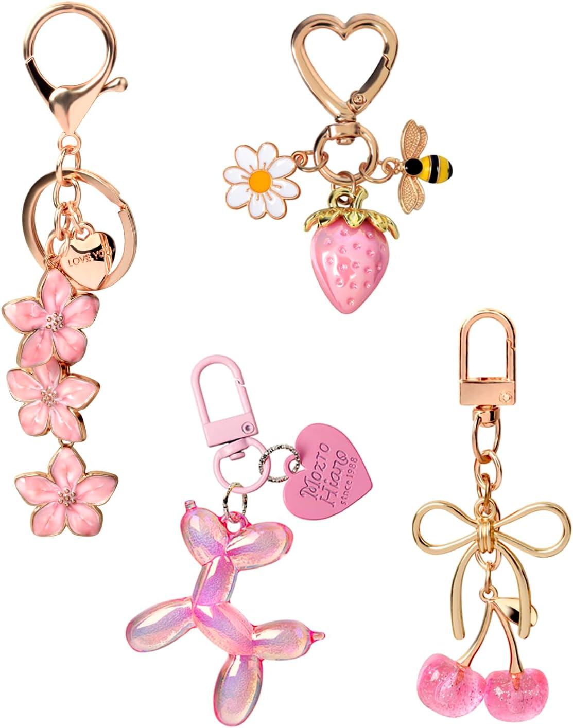 4 dijes para bolsos, bonitos accesorios para bolso y llavero de cer...
