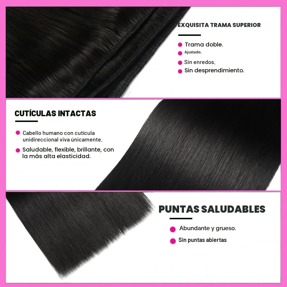 12A paquetes de cabello humano 20 22 24 pulgadas recto 3 paquetes a...