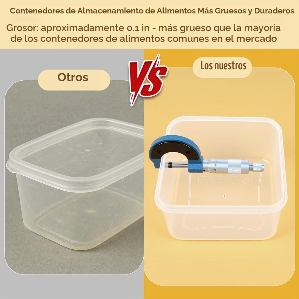 50 PIEZAS Envases de almacenamiento de alimentos más gruesos con ta...