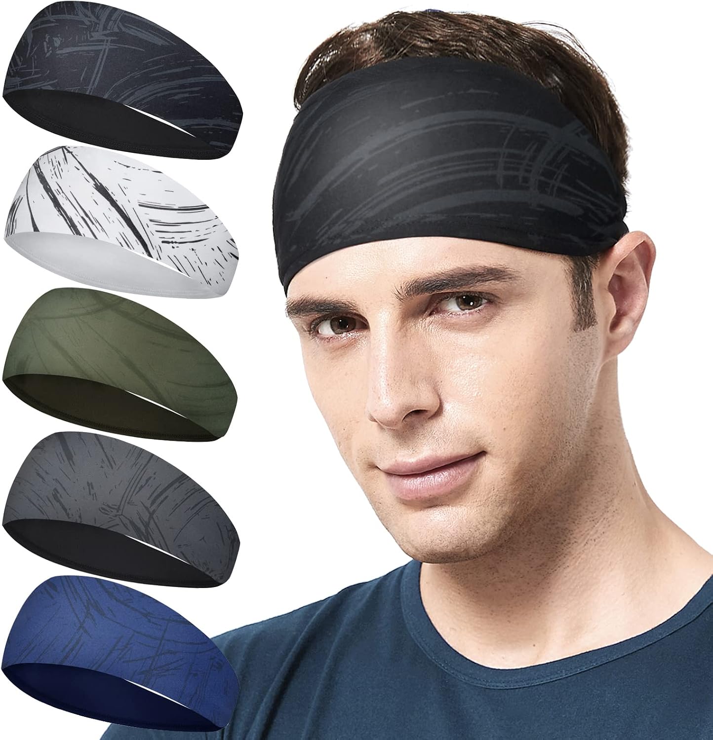 Acozycoo Diadema deportiva para hombre, 5 unidades, para correr, ci...