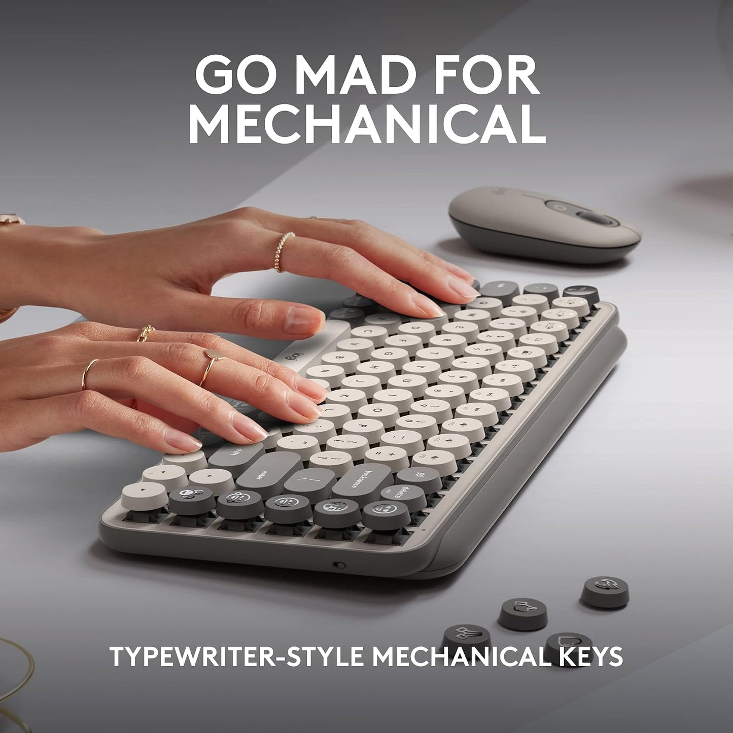 Logitech Teclado mecánico inalámbrico POP Keys con teclas Emoji - N...