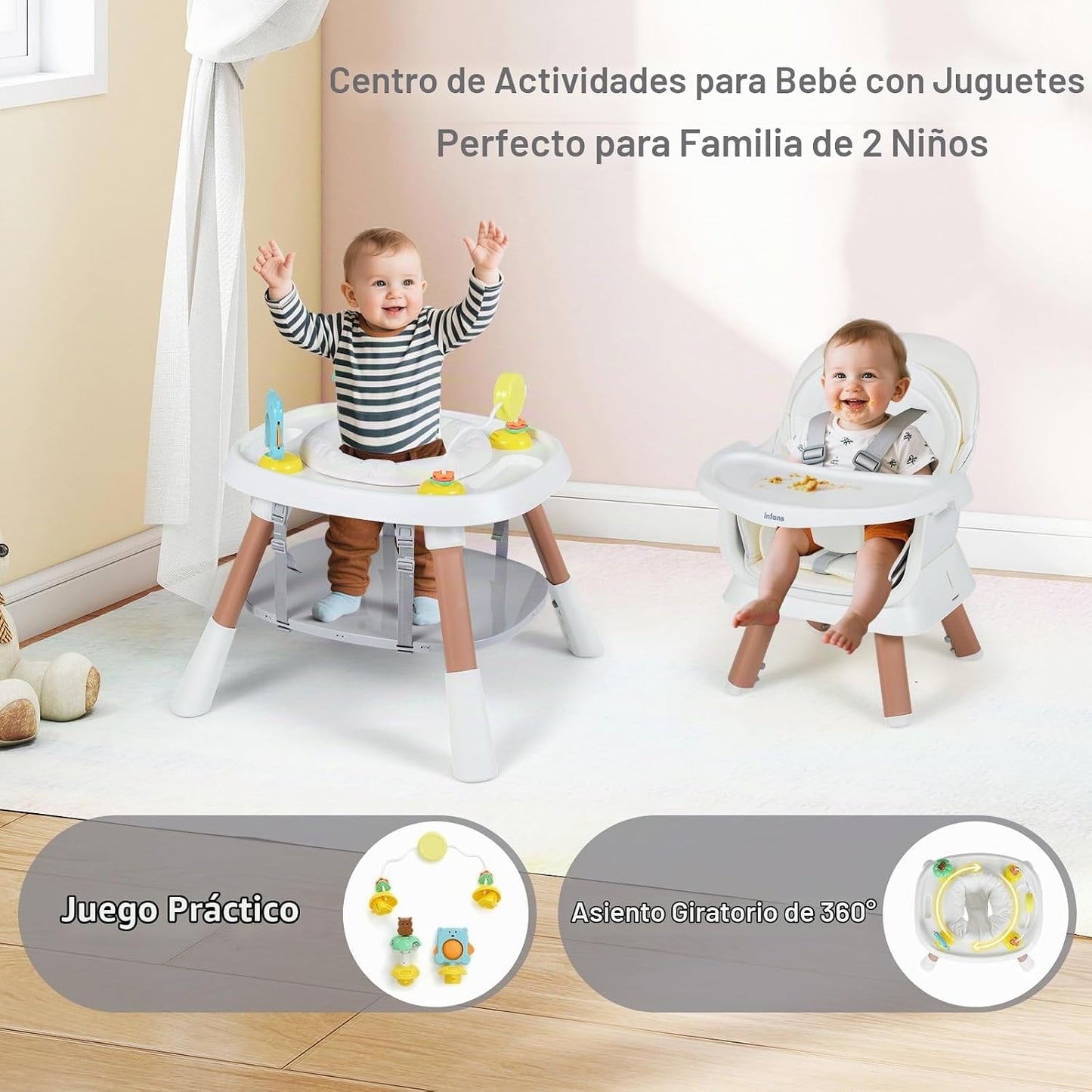 INFANS Silla Alta 9 en 1, Silla Alta Convertible para Bebés y Niños...