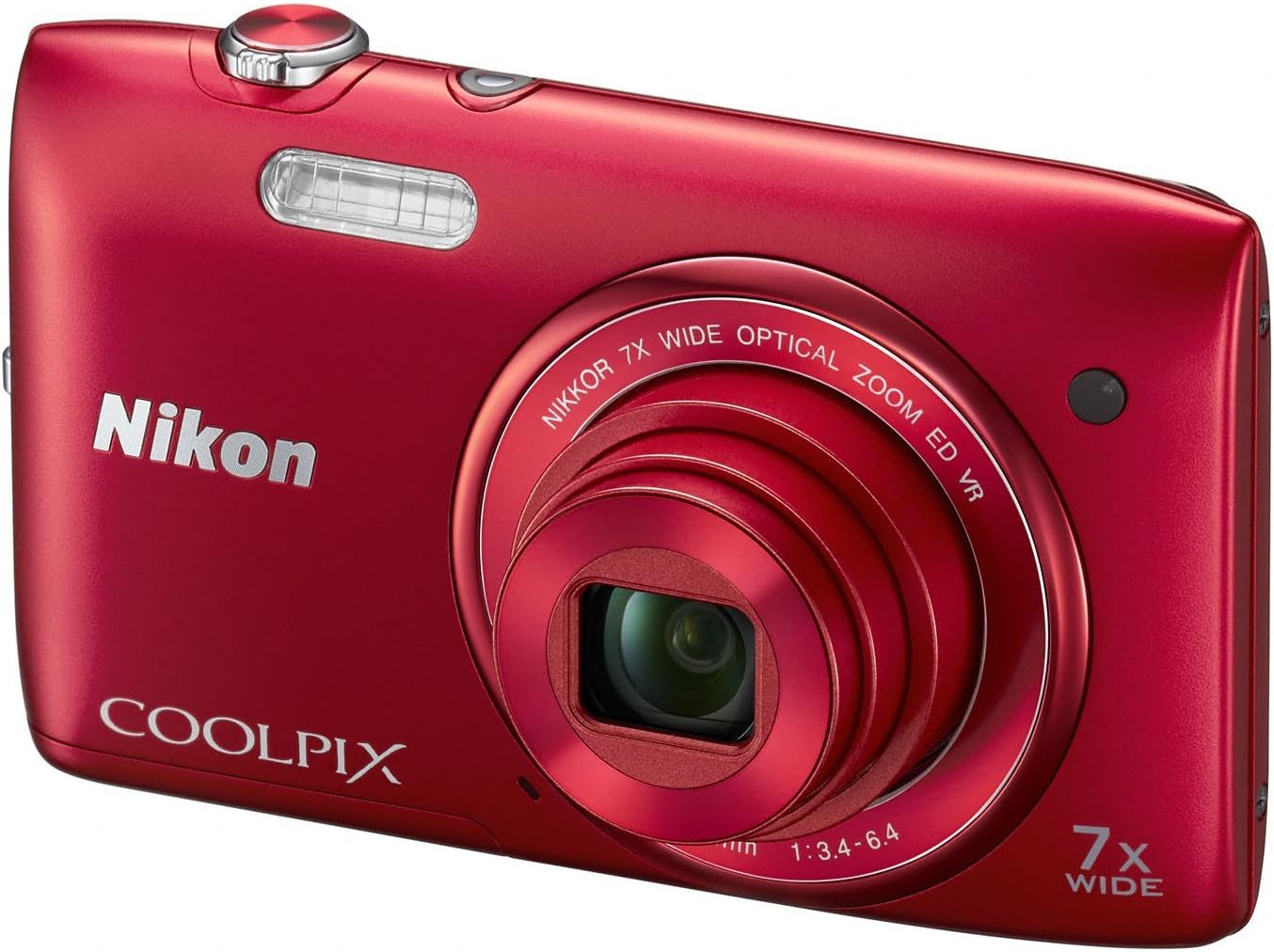Nikon COOLPIX S3500 Cámara digital de 20,1 MP con zoom 7x (rojo) (M...
