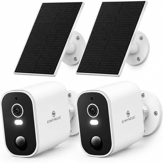 SYMYNELEC Cámaras de seguridad solar 2K inalámbricas para exteriore...
