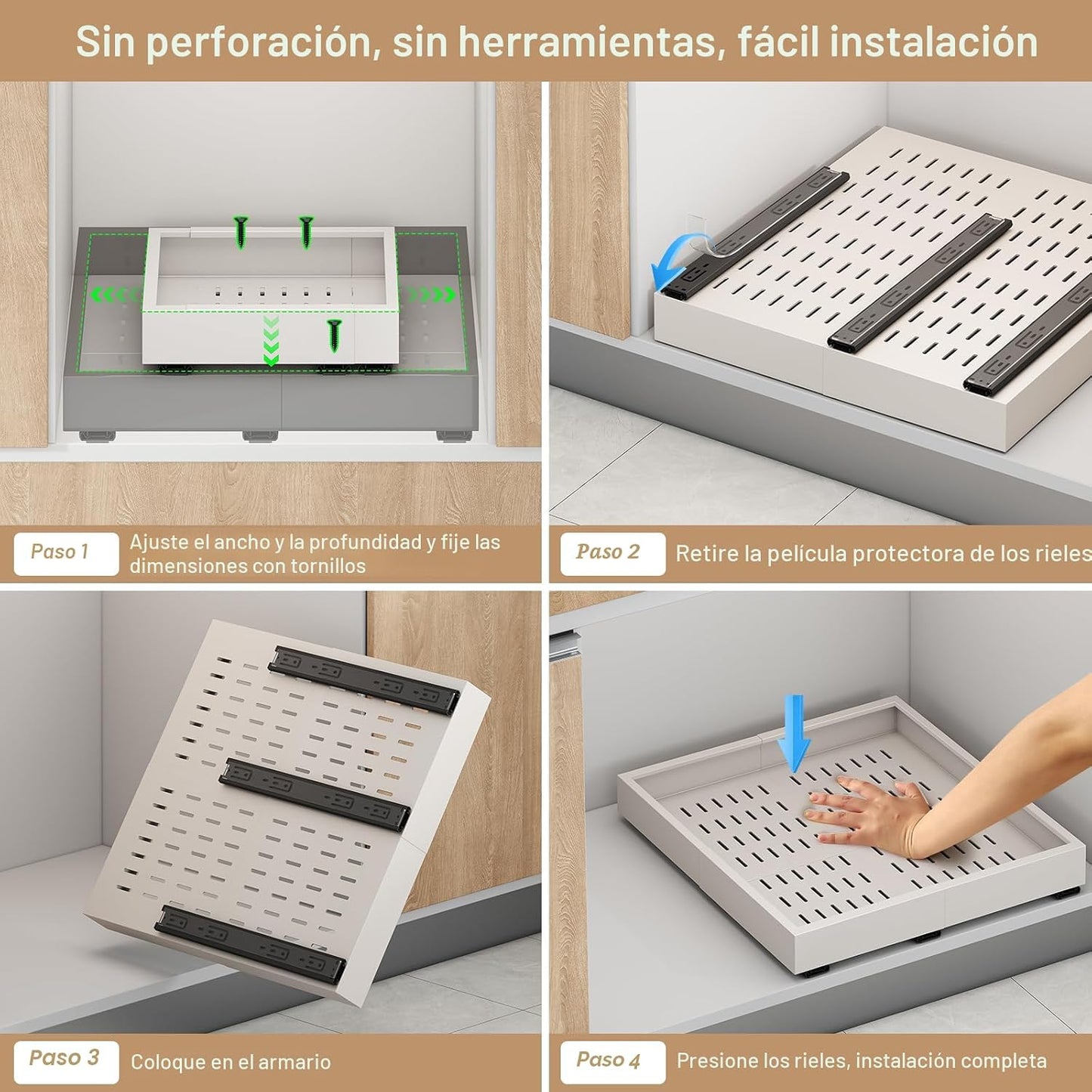 Organizador de Gabinete Extraíble, Ancho Expandible (28 cm-41 cm),...
