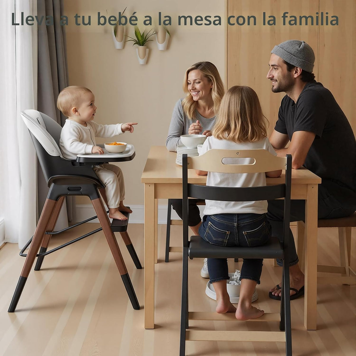 GAIVE Silla alta convertible de madera 8 en 1, silla alta ajustable...