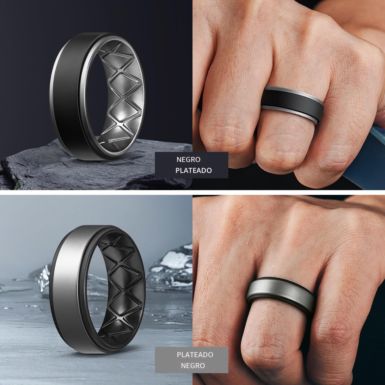 Egnaro - Paquete de 1, 4, 5, 6 y 7 anillos de boda de silicona para...