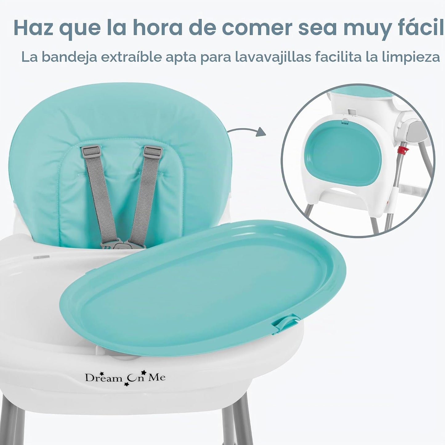 Dream On Me Silla alta portátil 2 en 1 Tabletalk, silla alta compac...