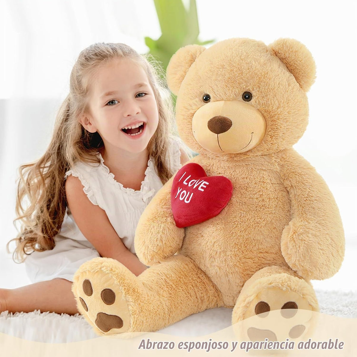 BENINY Osos de peluche gigantes en forma de corazón rojo, osos de p...