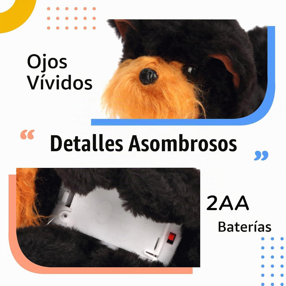 Hopearl Walking Black Yorkshire Terrier - Juguete electrónico inter...