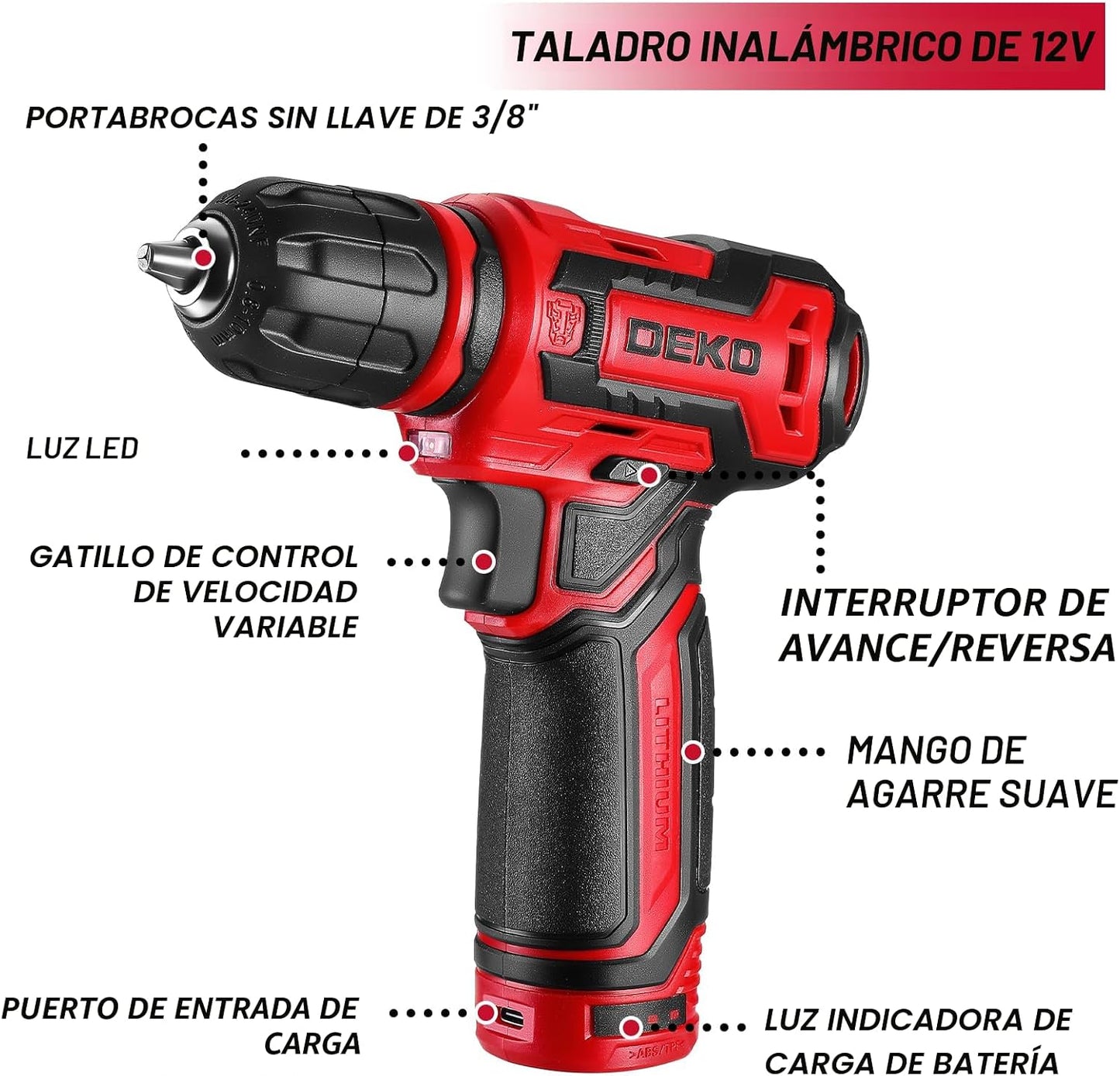 Juego de herramientas de taladro: kit de herramientas con taladro i...